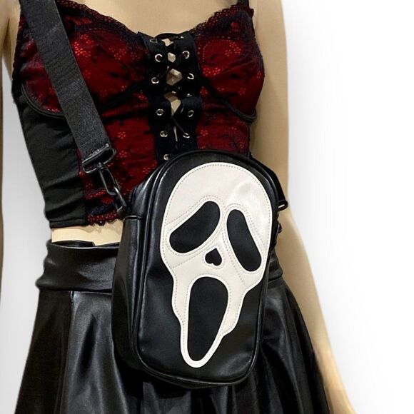 Ghostface Horror Black and White Scream  Messenger Crossbody Bags NEW - Picture 2 of 4